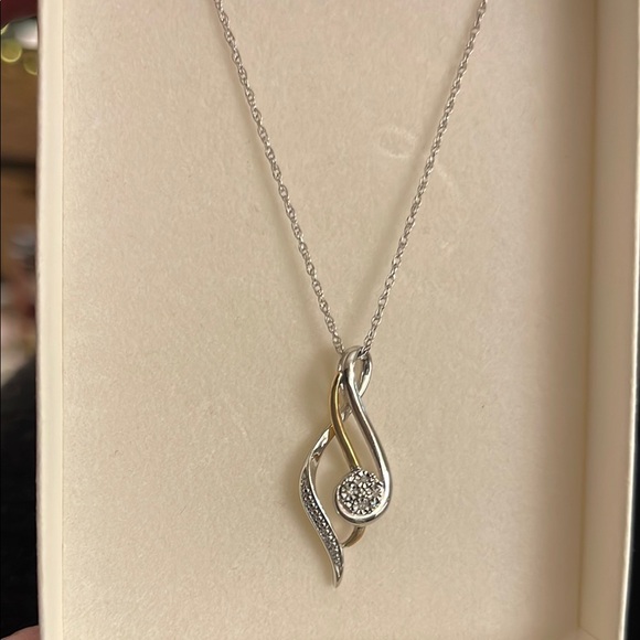 Kay Silver Gold and Diamond Pendant Necklace - Picture 1 of 5